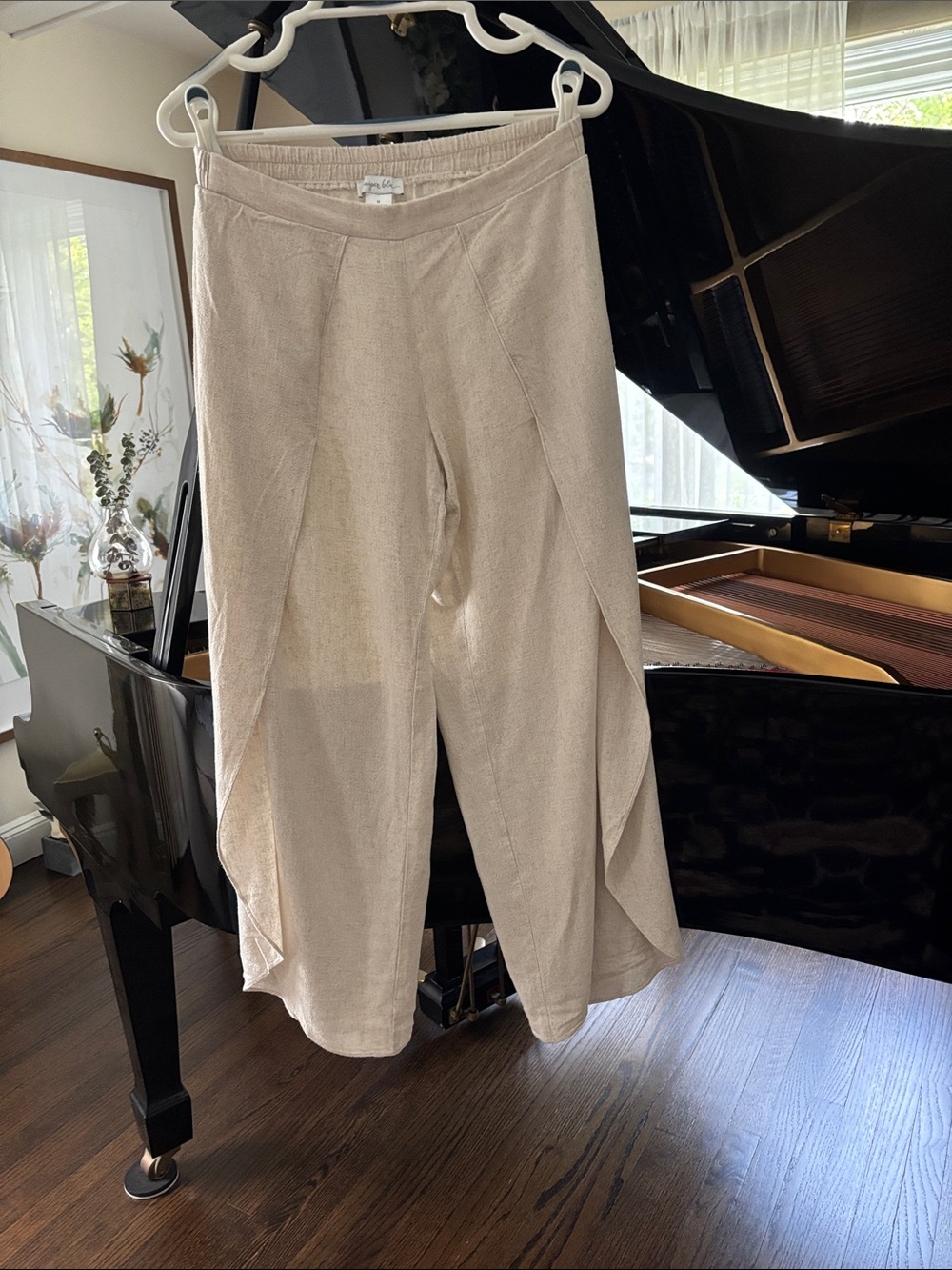 Juniper Blu Women's Cream flow pants linen blend size medium